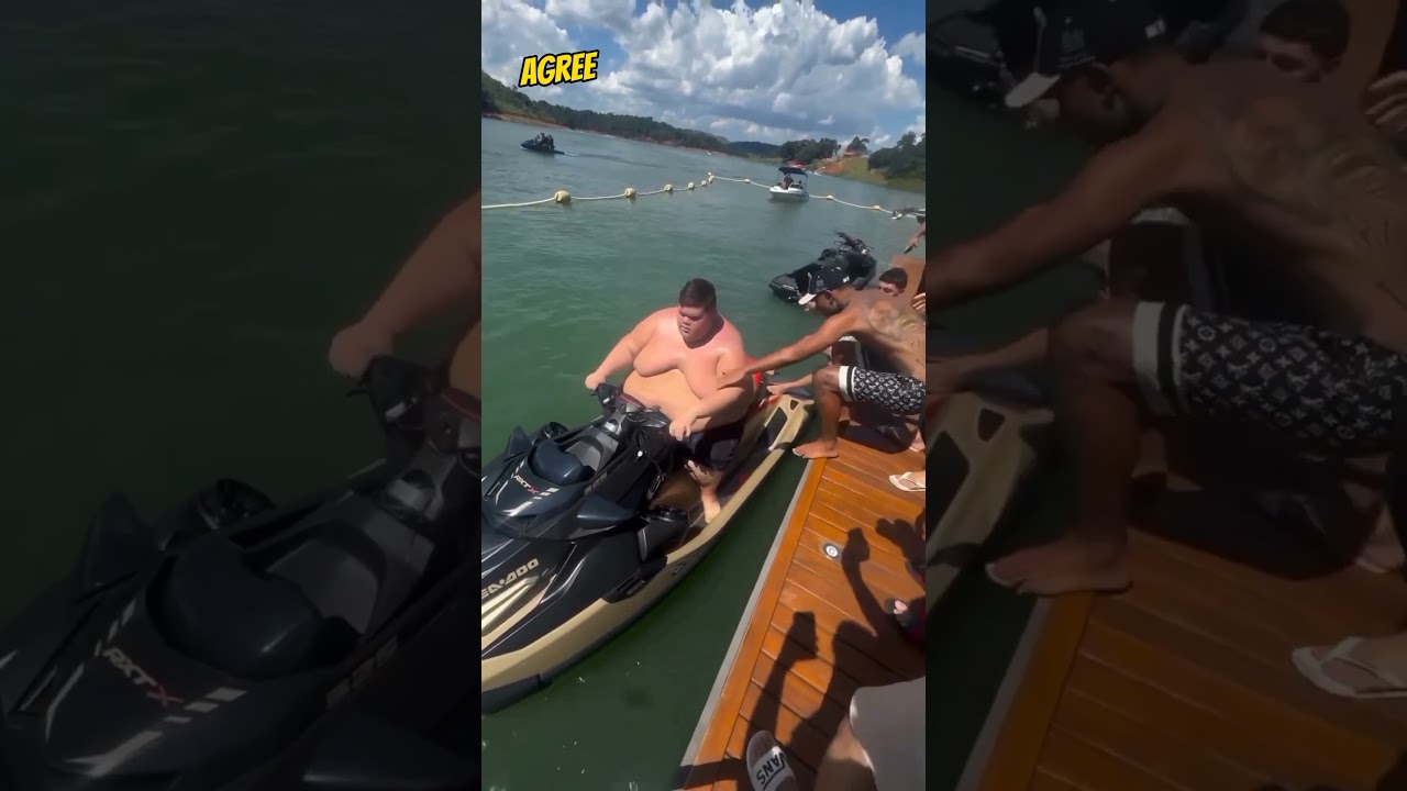 Fat boys rides a jetskie 😱