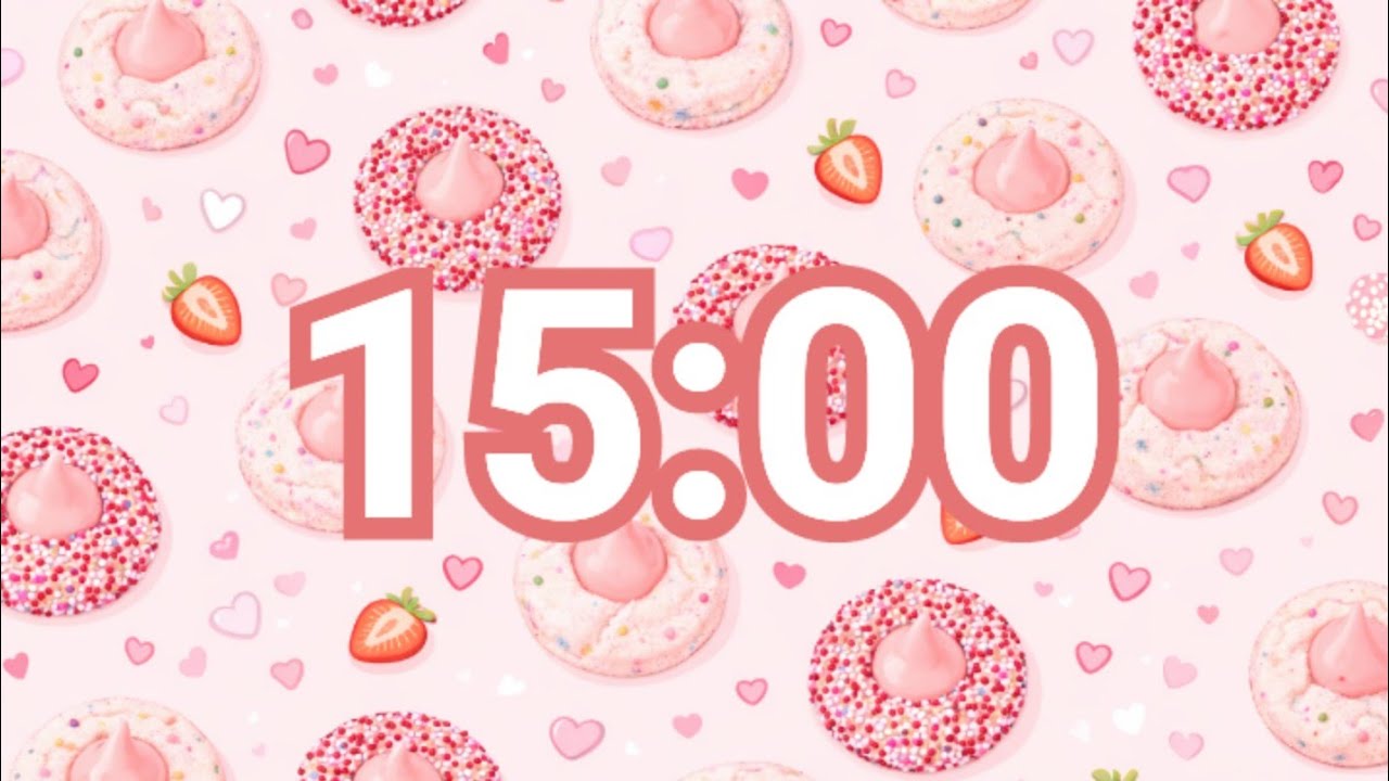 15-Minute Strawberry Kiss Cookies Timer | Sweet Valentine Countdown