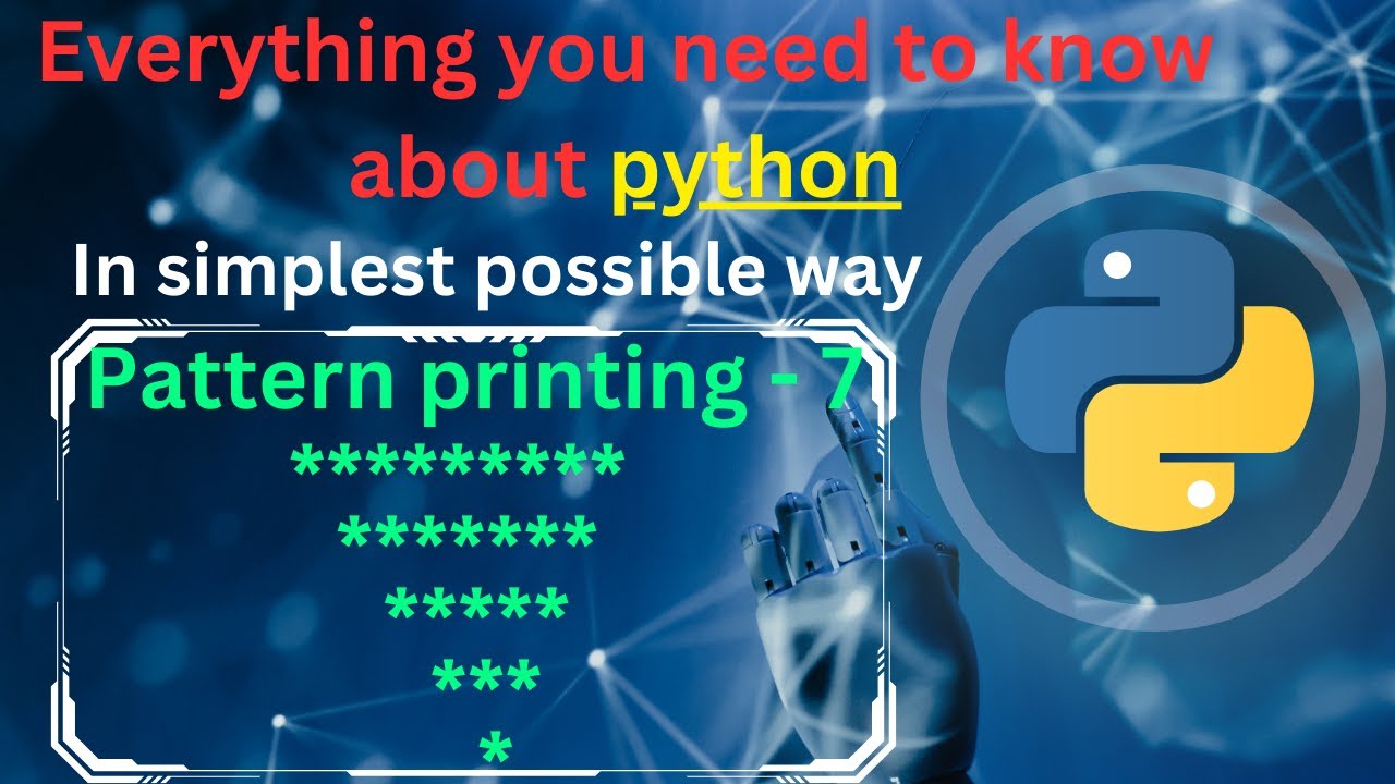Pattern printing 7 | reverse full pyramid  | pattern printing in python | python full course