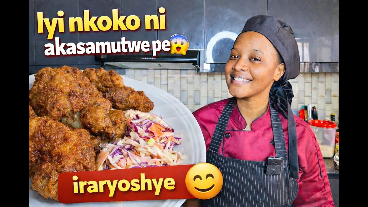 Iraryoshye Cyane! Iyi nkoko ni akasamutwe pe 😋🔥| crispy chicken and classic Coleslaw Salad 😋