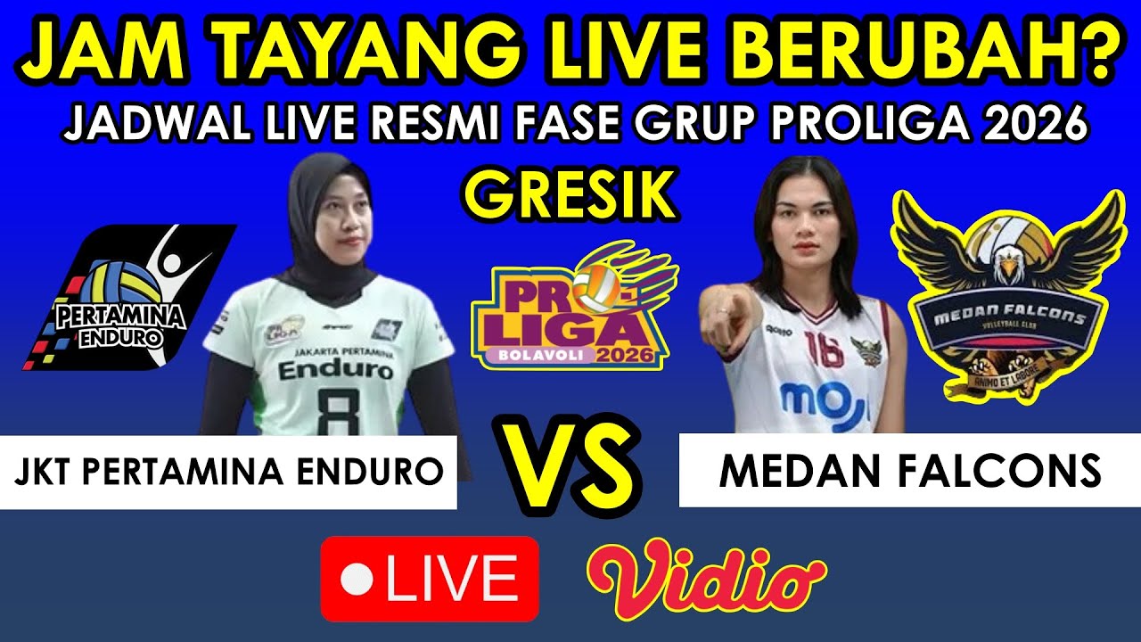 🔴 Disiarkan Malam Hari ~ Jadwal Megawati • Jakarta Pertamina Enduro Vs Medan Falcon di Proliga 2026
