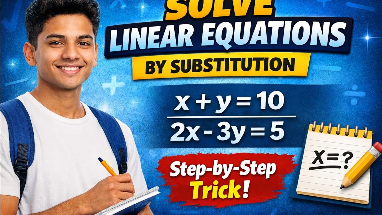 Substitution Method | Solve Linear Equations in Two Variables | Step-by-Step Easy Trick