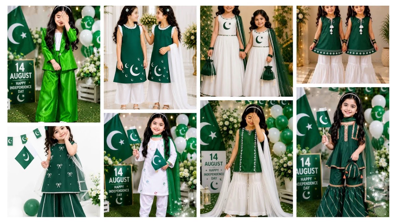 Latest 14 August 🇵🇰 kids dress design 2026 | Dress idea for independence day | #bestlinesanddps 💚