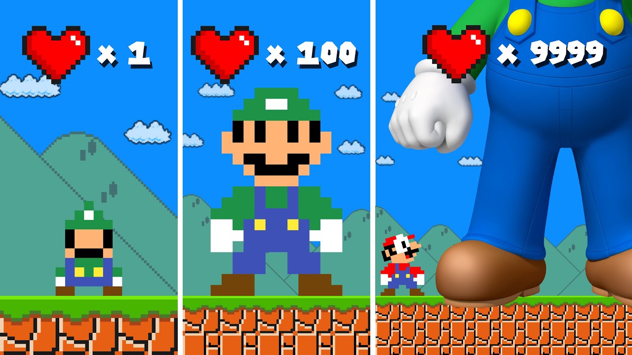 Super Mario Bros. But Luigi From Birth To Immortality When Luigi Has Many Hearts