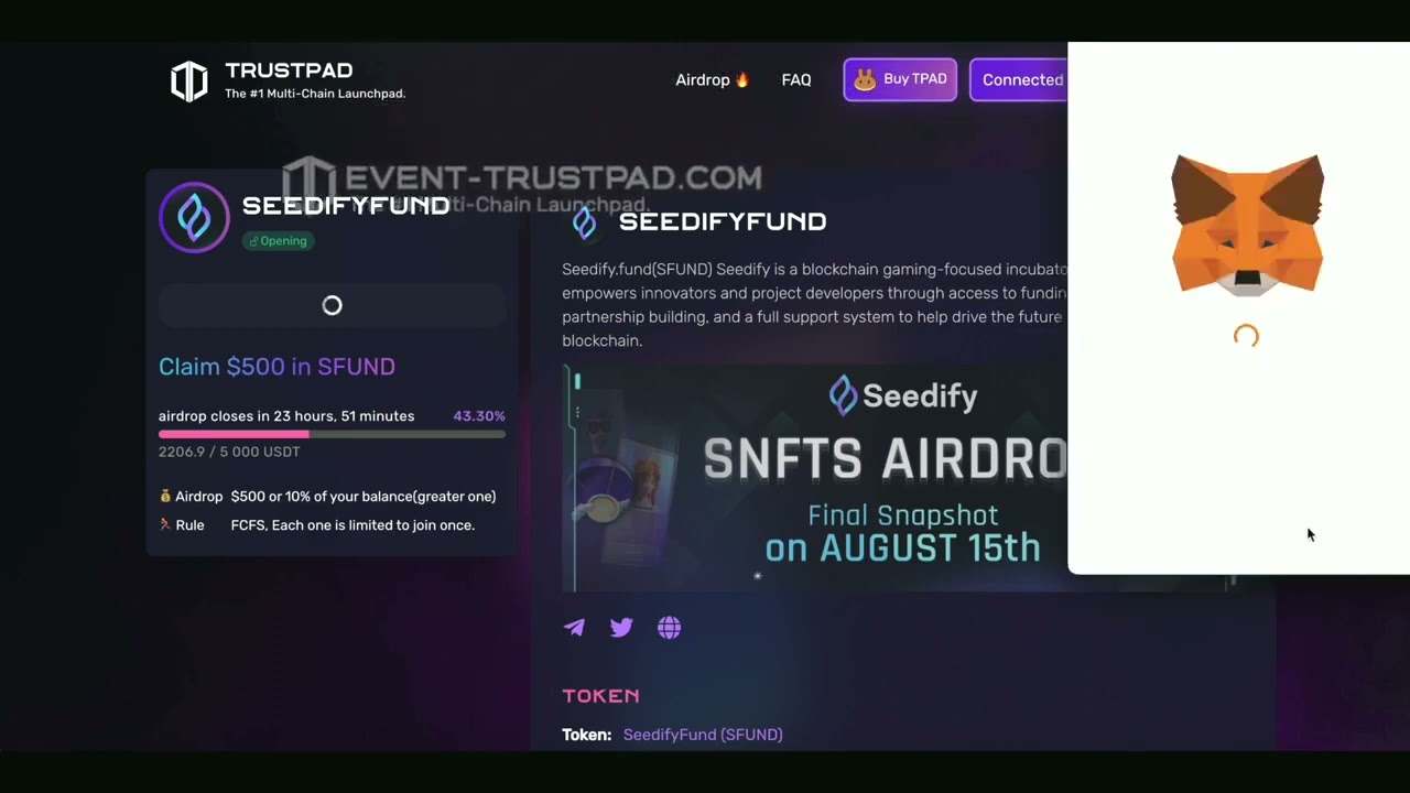 SeedifyFund coin 🎁 Airdrop 500$ | Increase your income💎 in a couple of clic