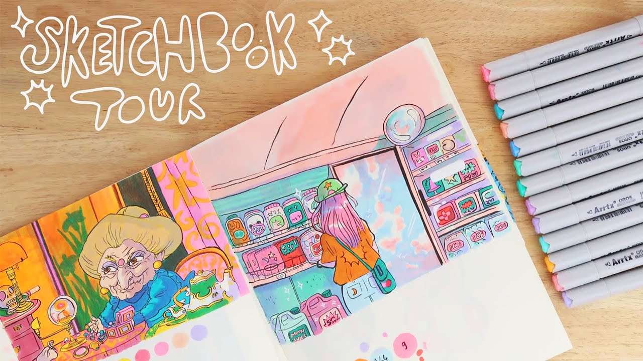 Watch me break out of art-block. Sketchbook Tour.