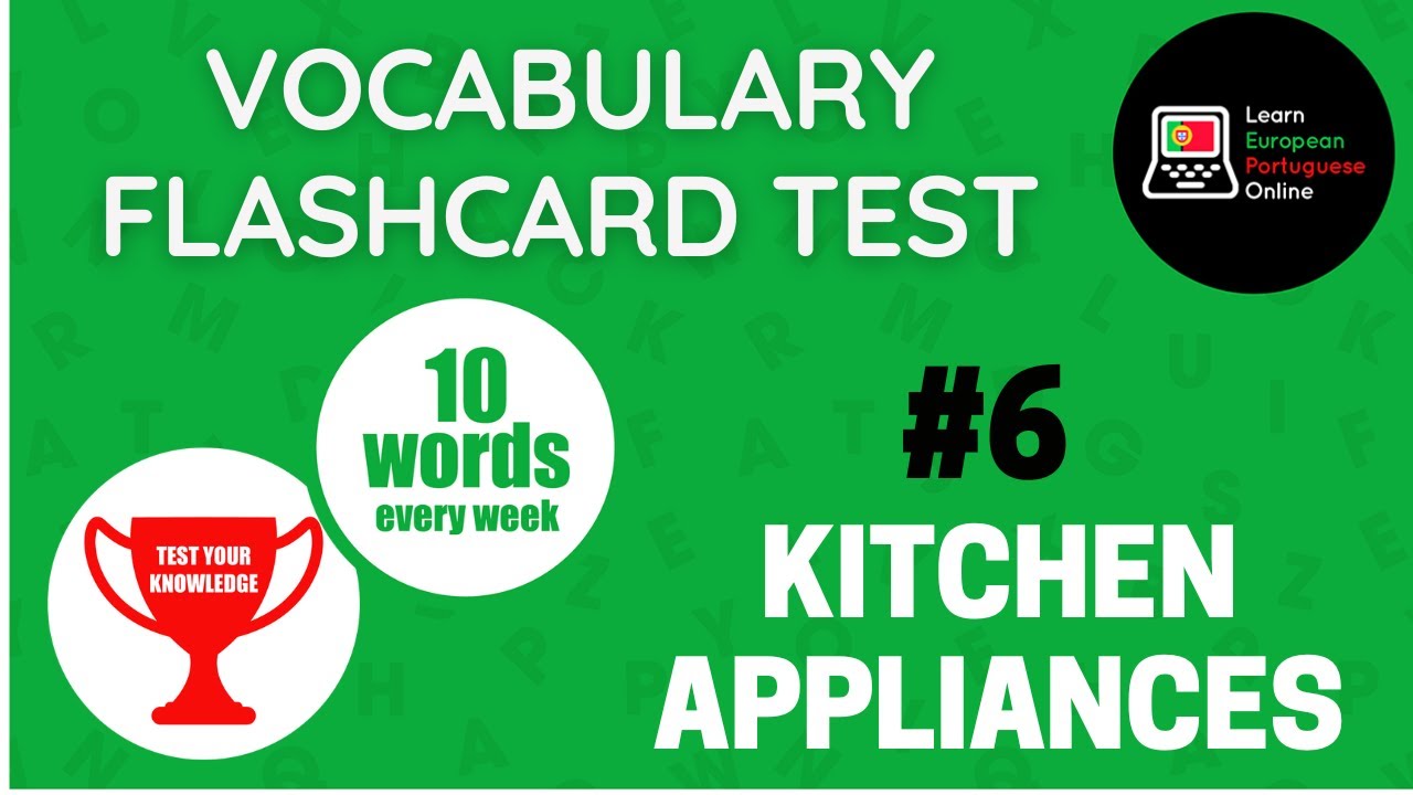 2 Minute Flashcard Vocabulary Quiz in Portuguese 🇵🇹 (Kitchen Appliances)