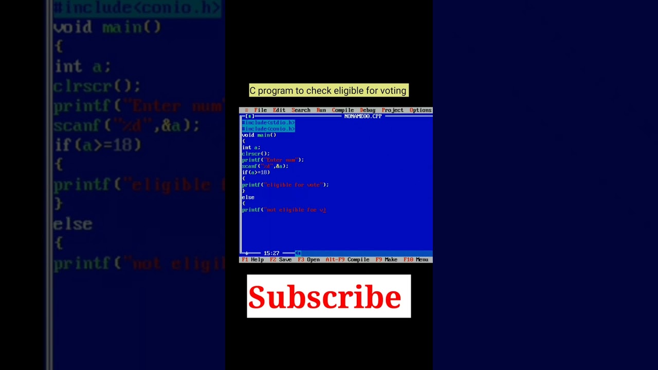 C Program to Check Eligible for Voting  #shorts #cprogramming #youtubeshorts #viral