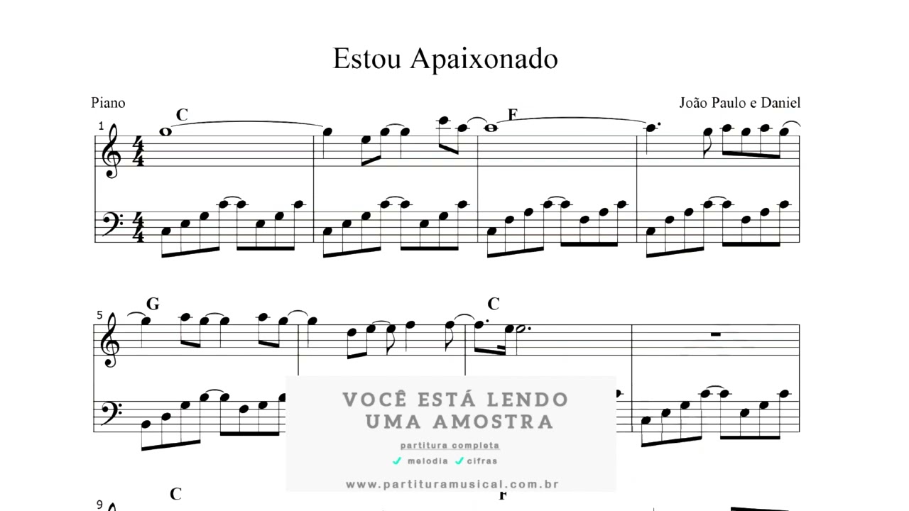 Estou Apaixonado (Piano) Partitura - Sheet Music