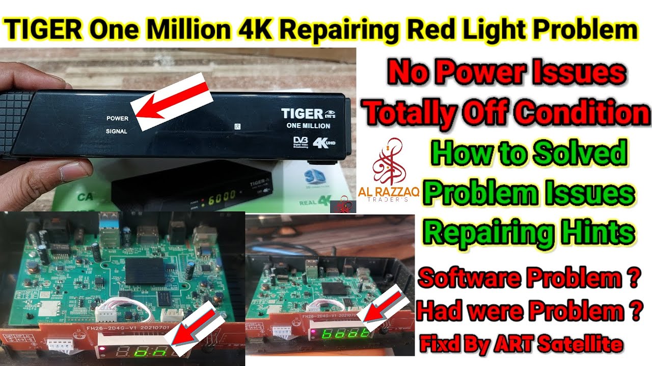 Tiger One Million 4k Repairing, No Power  Issue Dead Receiver Repairing Hints Fixed by ART Satellite