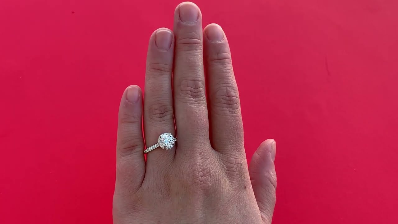 1 CARAT Falling Edge Halo Pavé Engagement Ring ON HAND (Size 6 Finger)