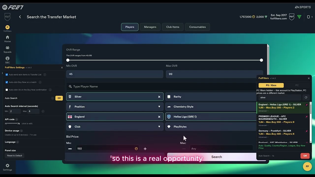 EAFC 27 Webapp Autobuyer and AutoSnipe by futfilters #eafc #eafc27 #webapp #autobuyer #autosnipe