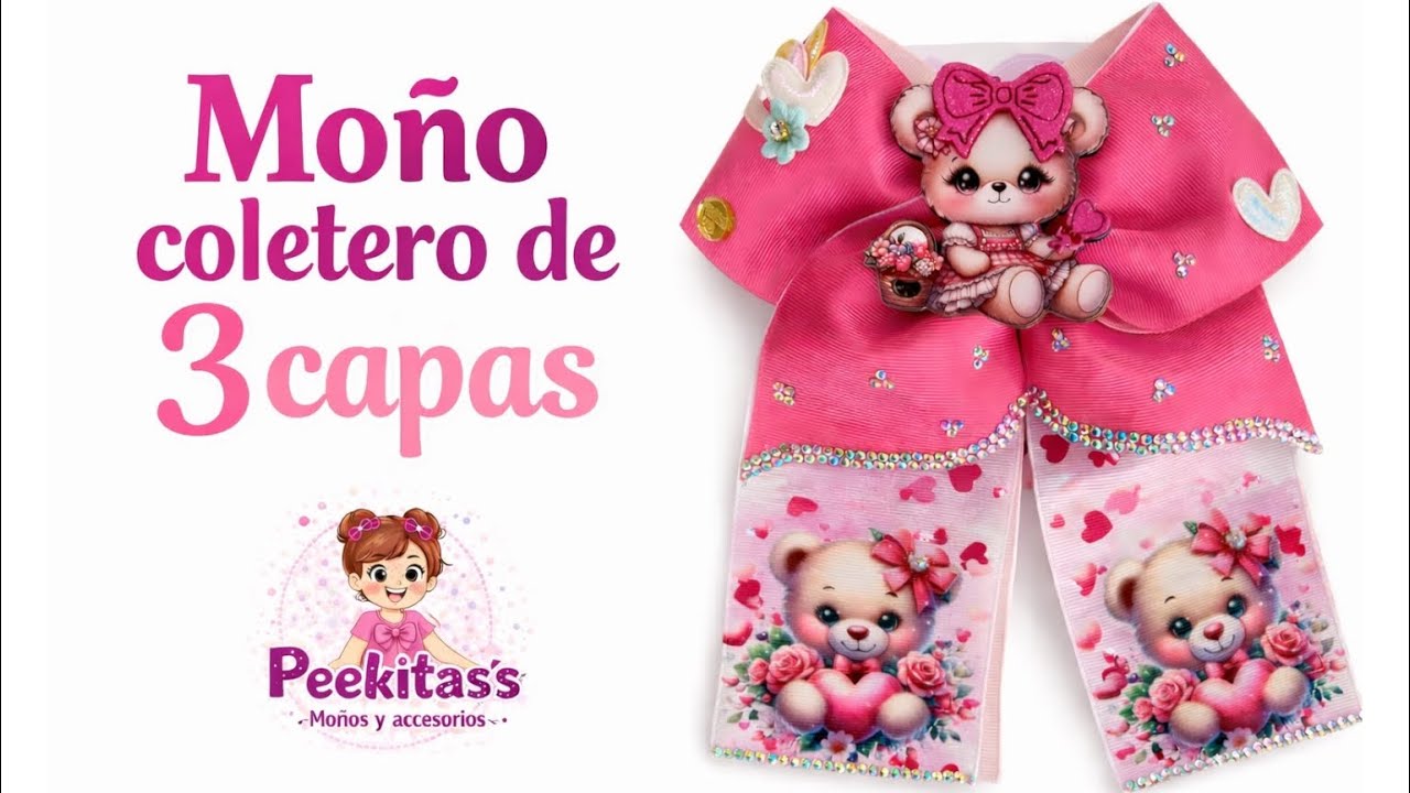 Moño coletero de 3 capas🎀 #hairbows #moños #tutorial #lazosparaniñas #moñosparaniñas #fácil #diybow