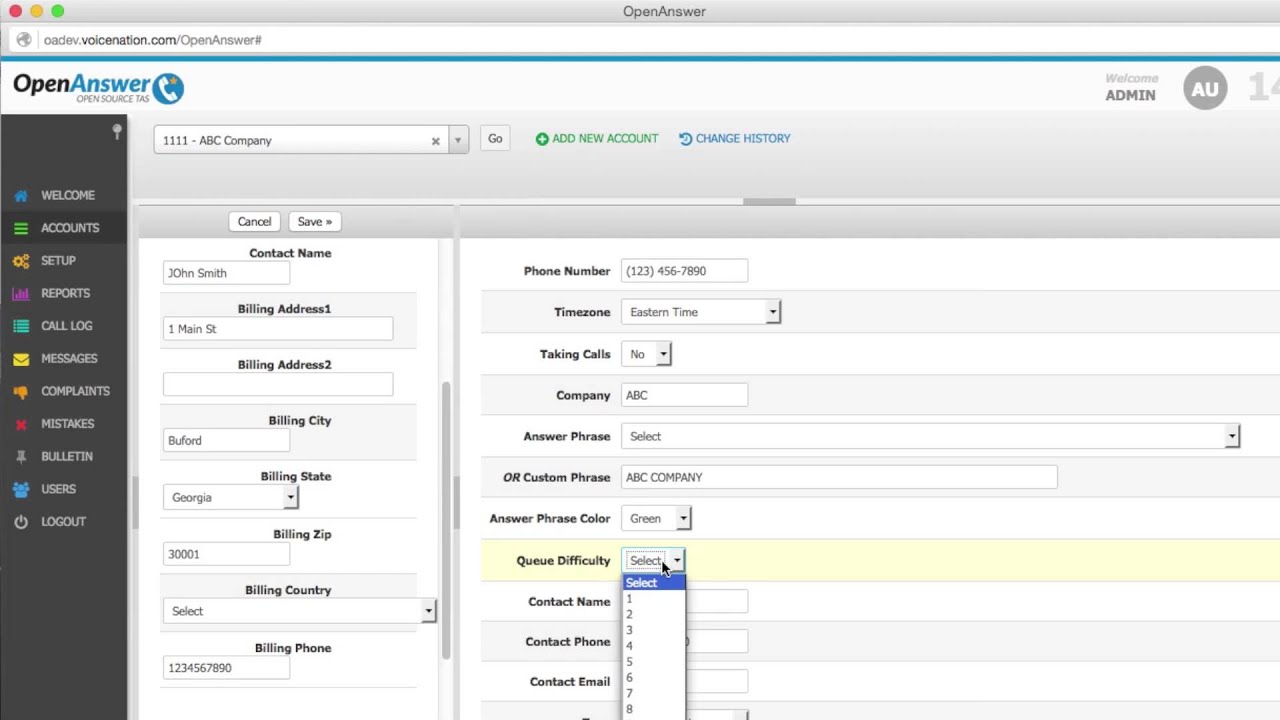 OpenAnswer Account Setup