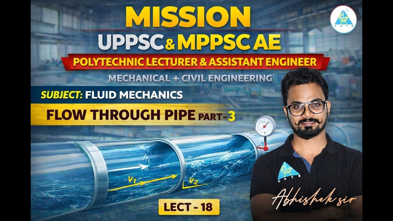 MISSION UPPSC POLYTECHNIC LECTURER || FLUID MECHANICS || FLOW THROUGH PIPE PART-3 || BY Abhishek sir