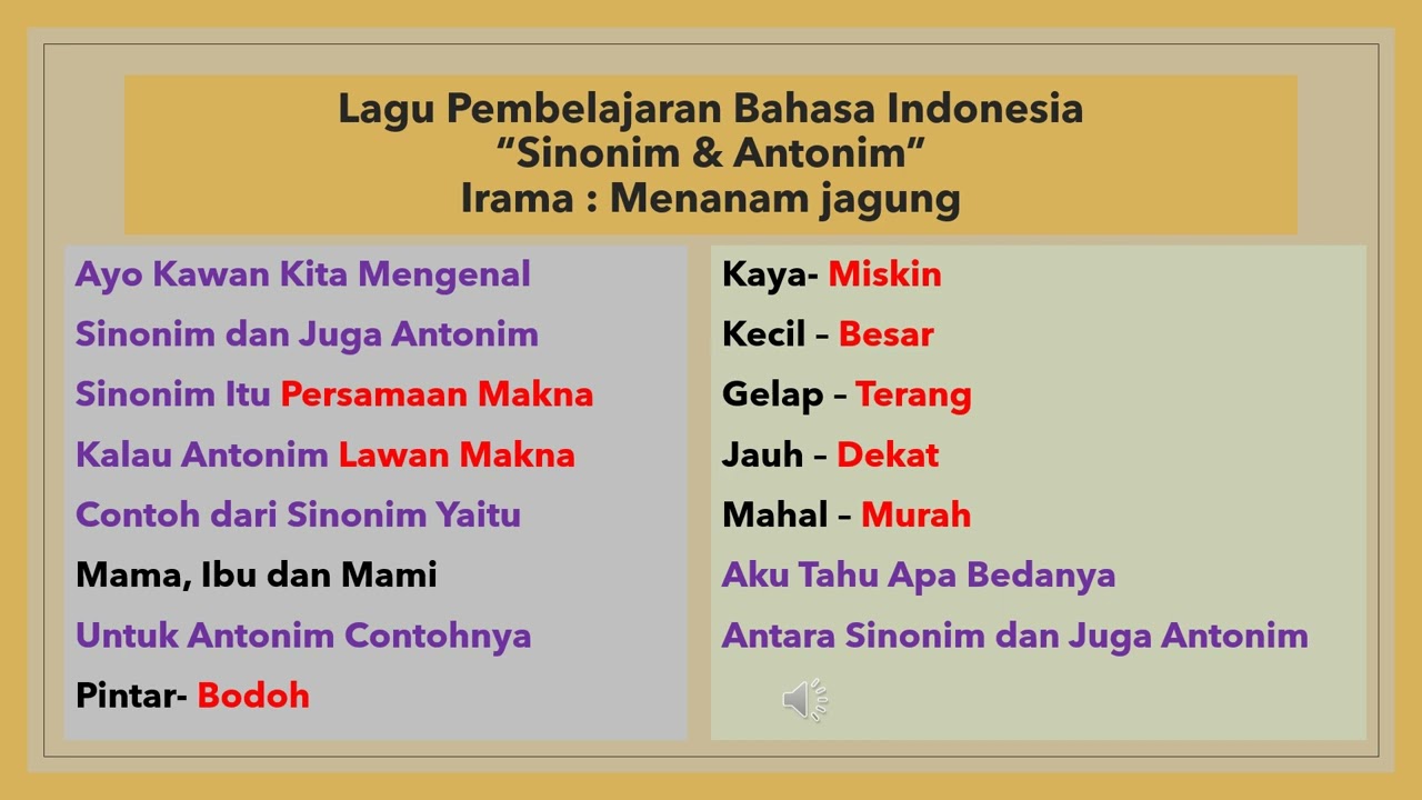 Lagu Pembelajaran Bahasa Indonesia 