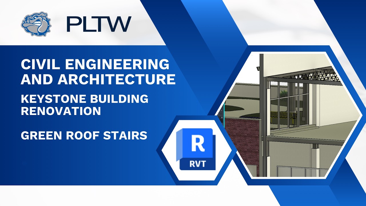 PLTW CEA - Revit 2026 - Реконструкция здания Keystone - Лестница на зеленой крыше