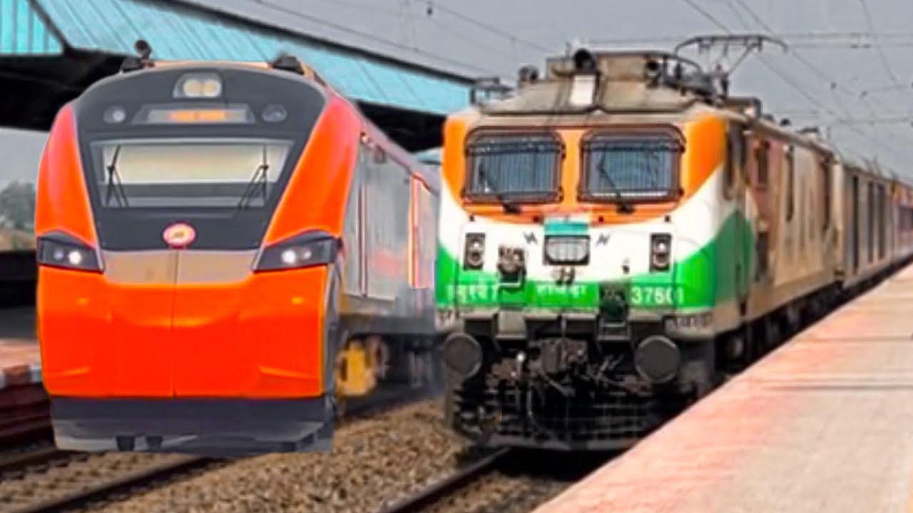 Rare Scene Tri Color Wap7 Inside Vande Bharat Sleeper : Poorva + Howrah Mail + Jammu Tawi + VBSL