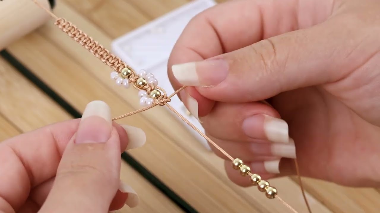 ASMR BOHO Macrame Bracelet ✨ Delicate Gold Beads & Soothing Knots
