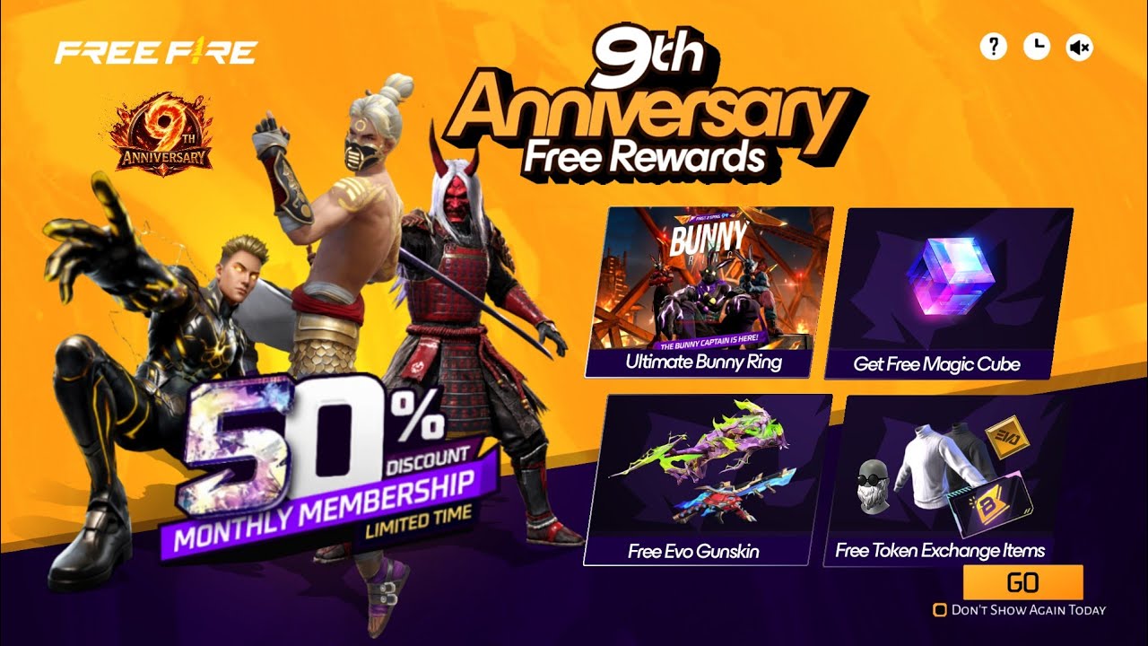 9th Anniversary Event Free Rewards🥳🔥|Bunny Bundle Return Event | Free Fire New Event | ff New Event