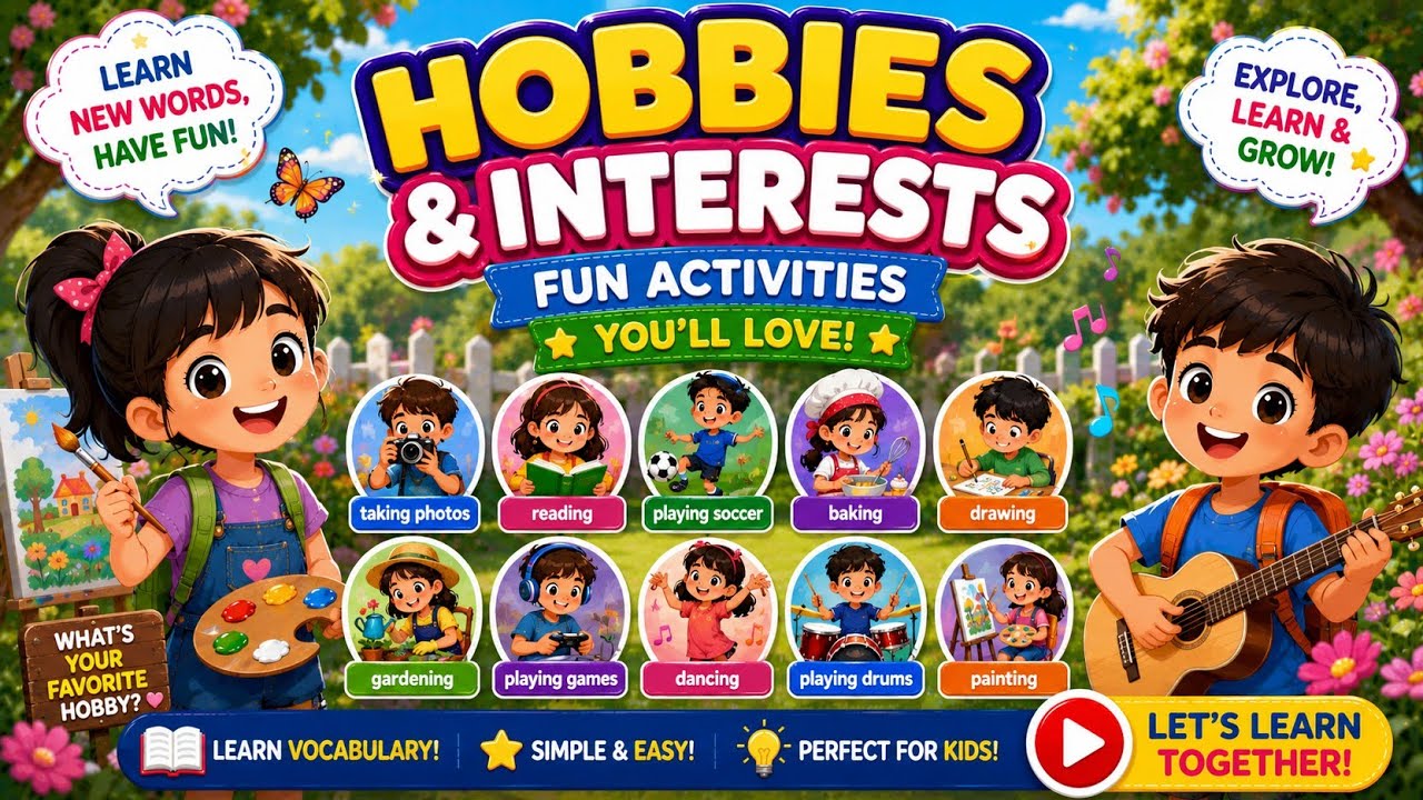 Hobbies and Interests for Kids|Educational Channel |English Vocabulary