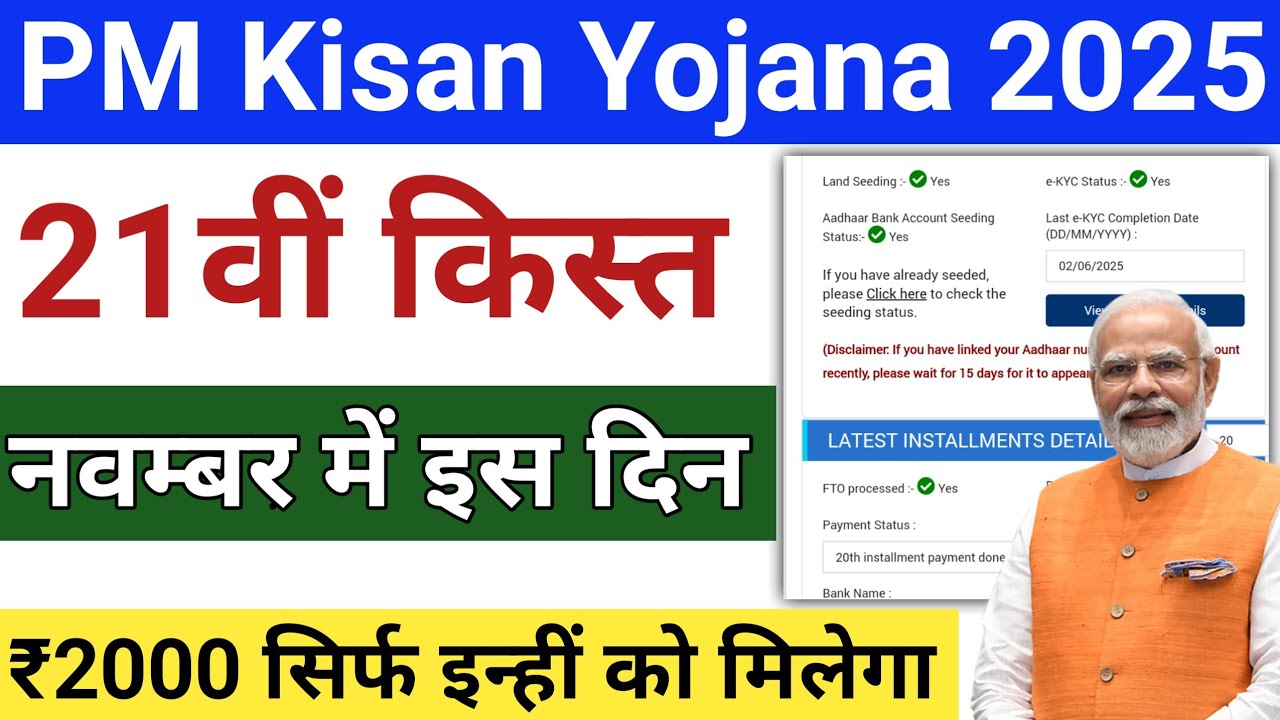 PM Kisan 21th installment payment Release Date November PM Kisan Yojana