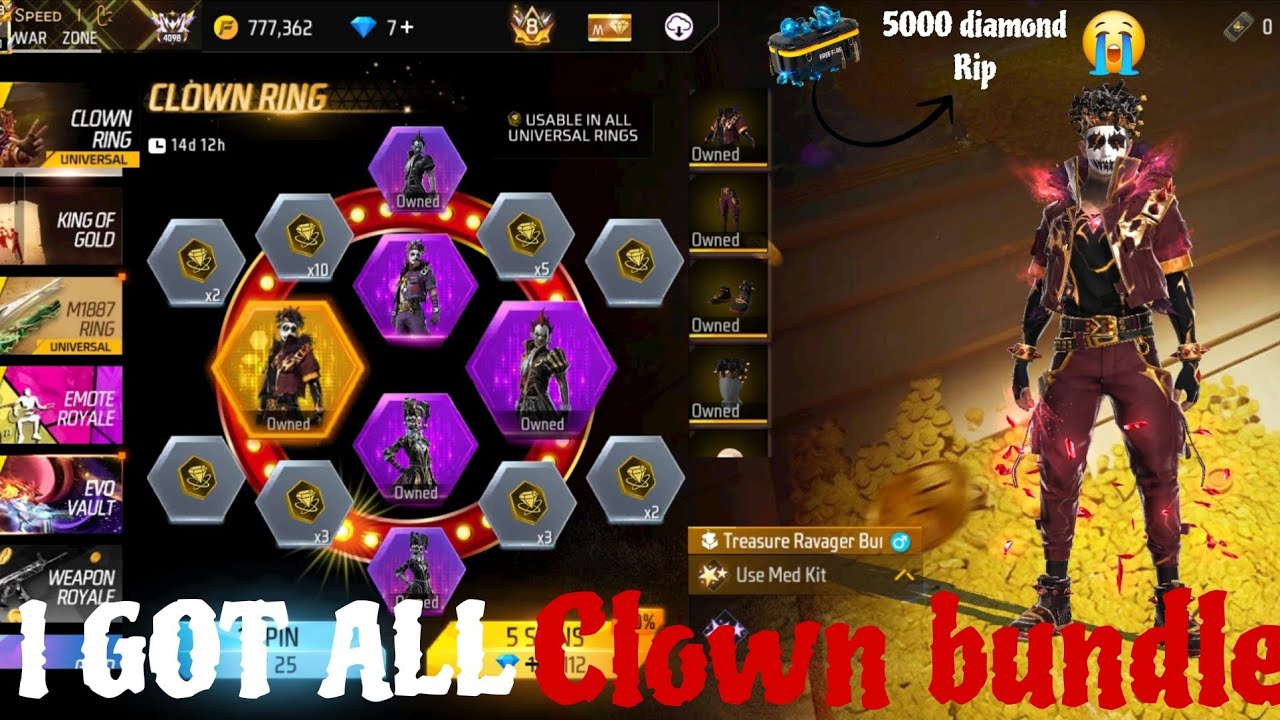 I GOT ALL Clown bundle 💥🔥| 5000 diamond Rip 💎😭| #speed_ff #freefire #ringevent 