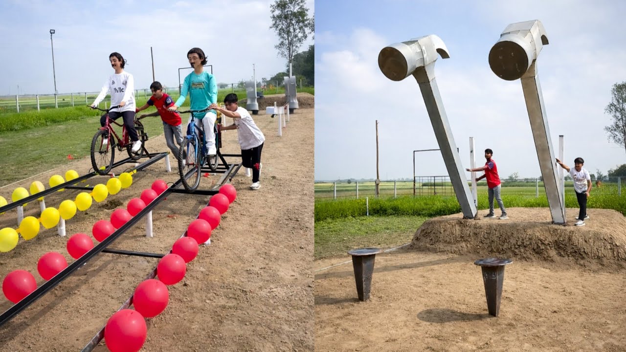 Funny Balloon Game With Big Hammer
