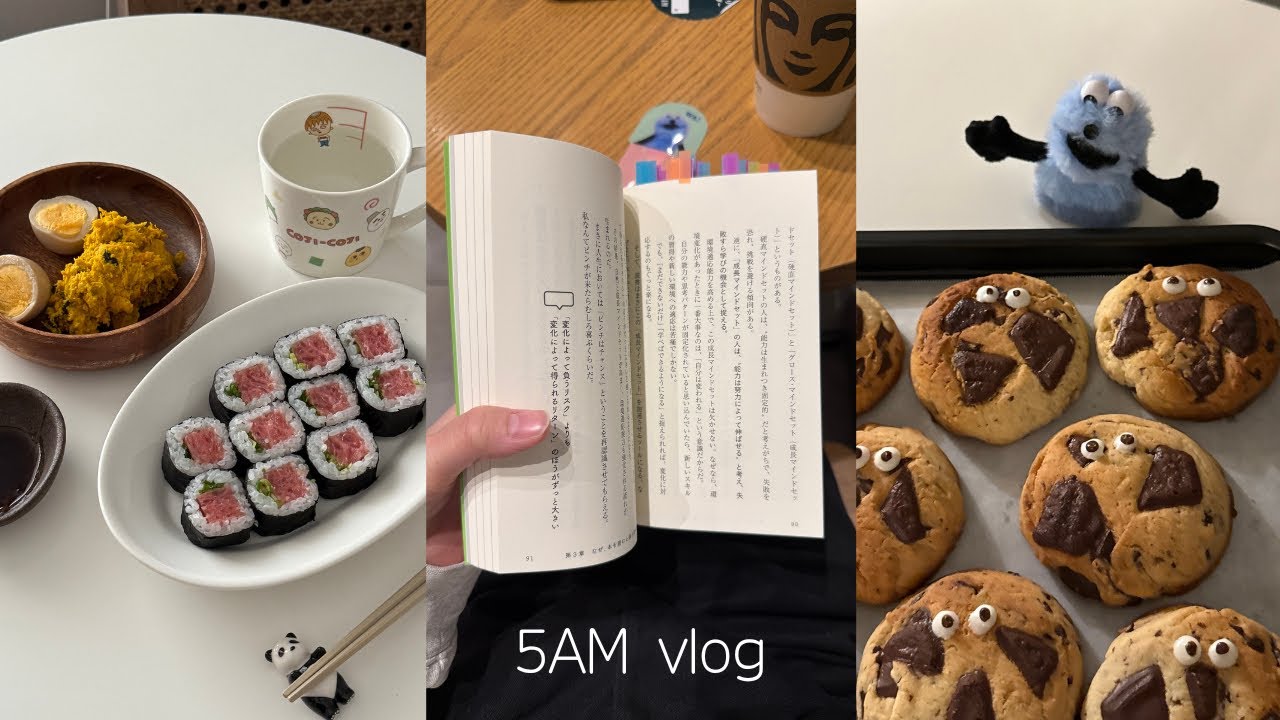 vlog | 5:00に起きて趣味を充実させる休日🌿朝活☀️読書📖ジム🏋️お菓子作り🍪
