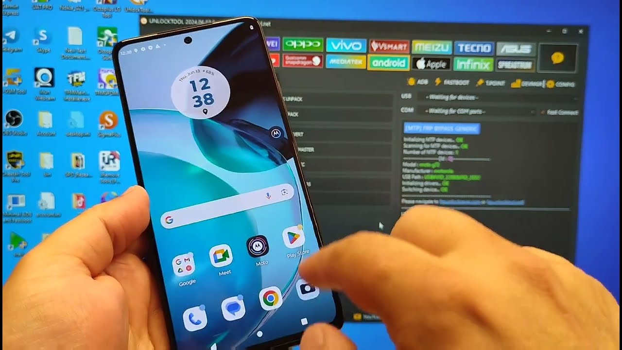Motorola Moto G72 Android 13,14, Remove Google Account, Bypass FRP. UnlockTool.