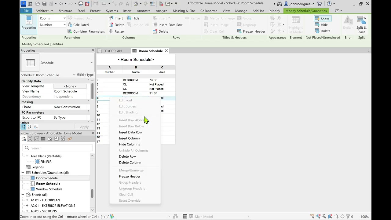 Schedules and totals