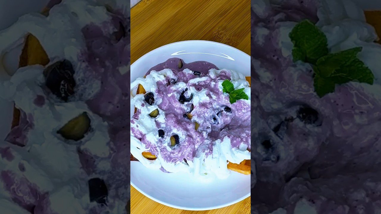 Blueberry Cream Waffle #shorts #breakfast #dessert
