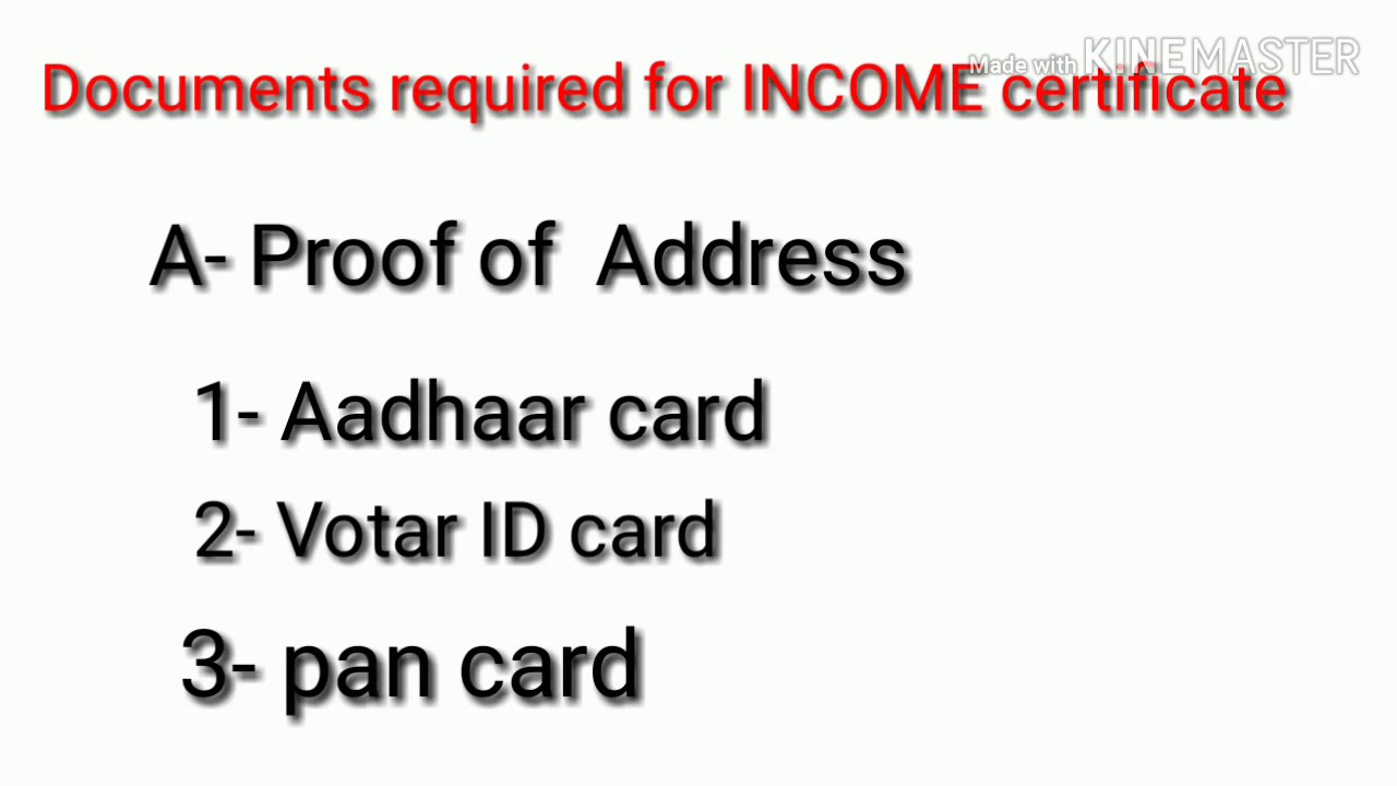 Documents required for income certificate