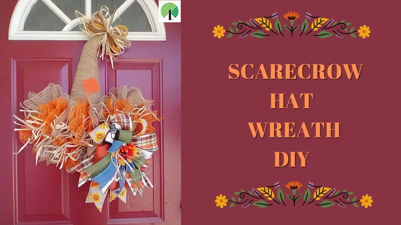 FALL SCARECROW WREATH HAT | USING DOLLAR TREE TINSEL WITCH HAT | PLUS BOW TUTUORIAL