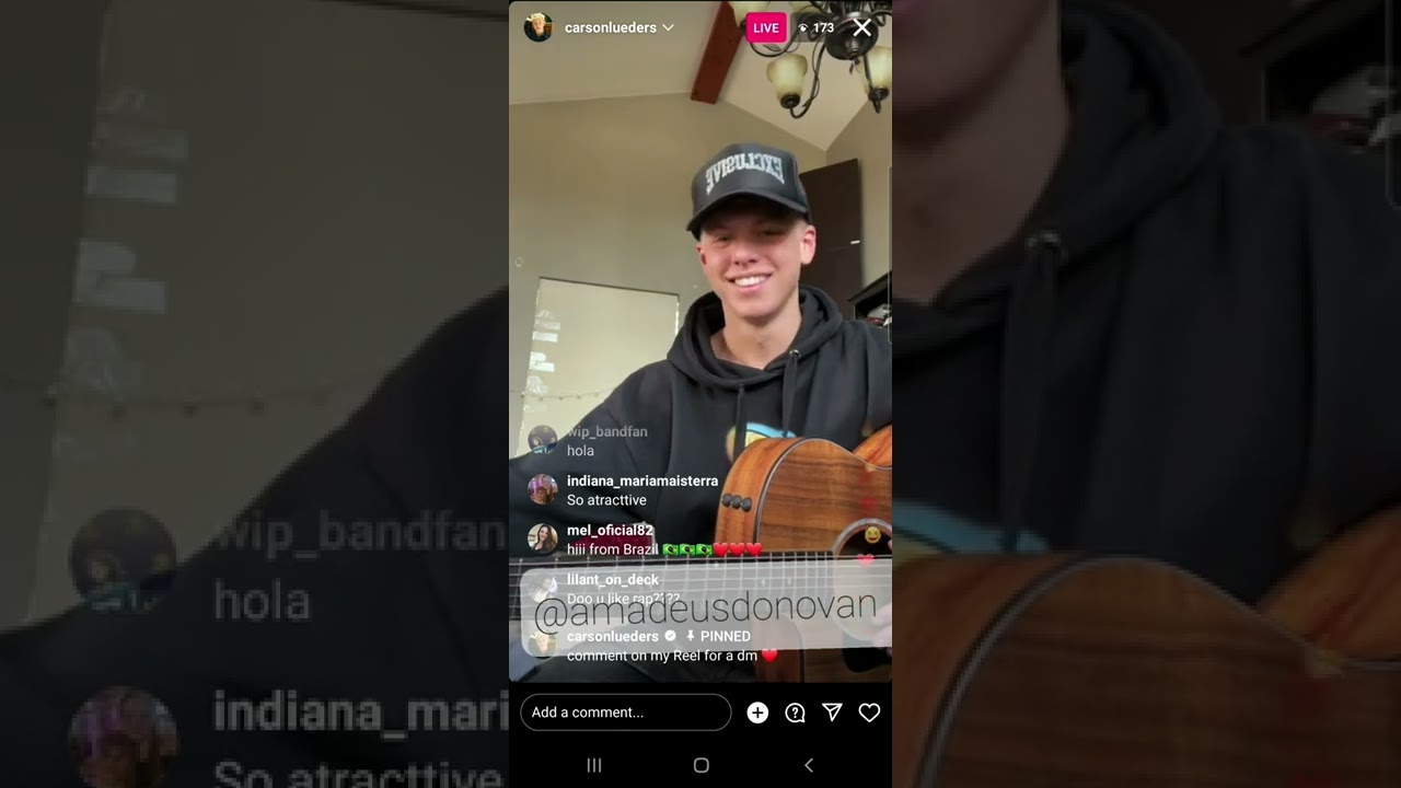 Carson Lueders Live on Instagram, comment on my reel for a DM