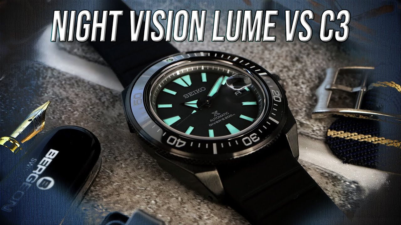 Swiss Lume vs Seiko Samurai SRPH97 Night Vision LUME!