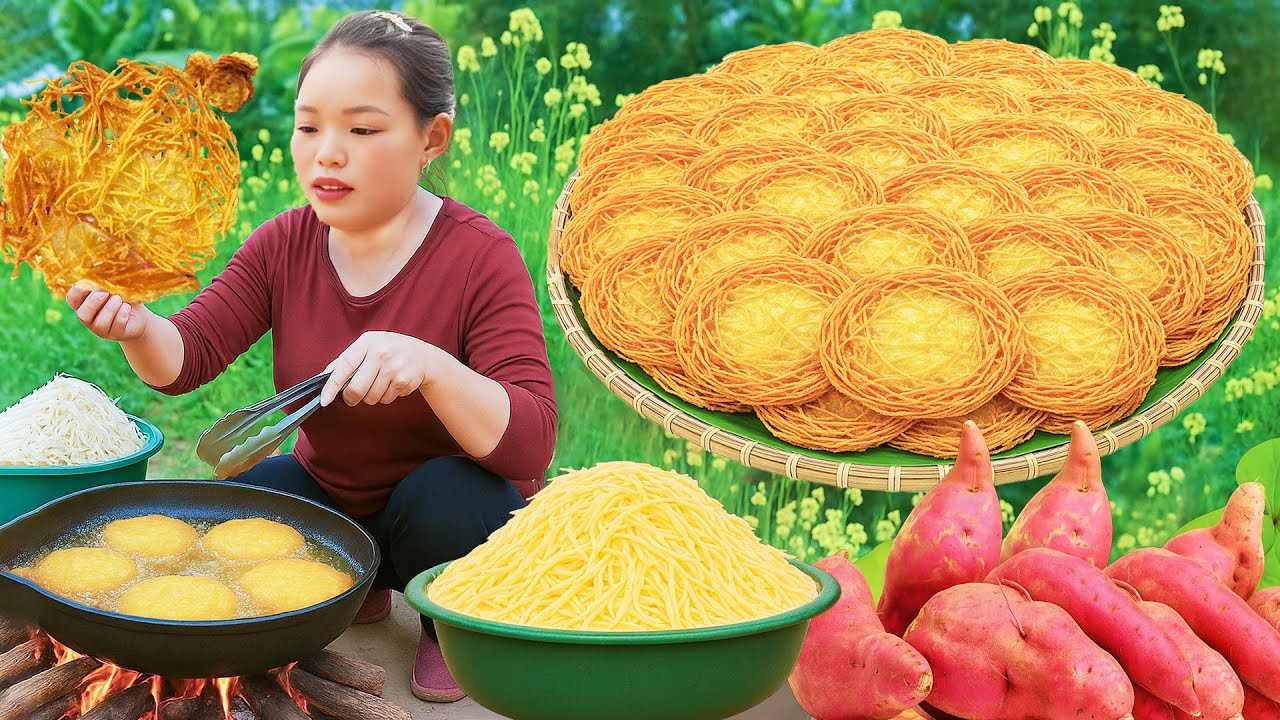 How to make 1000 crispy fried potato cakes and harvest wild bamboo shoots to sell at the market