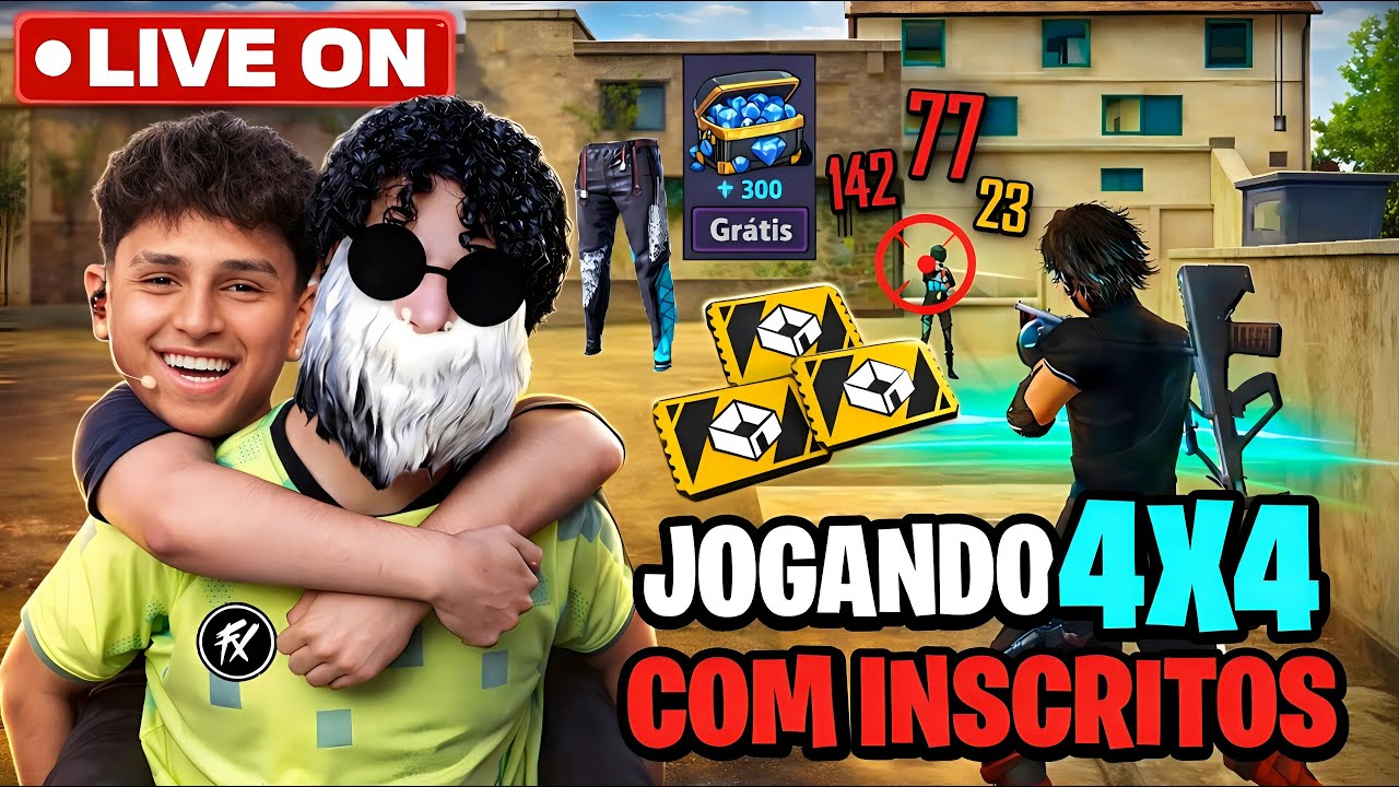 LIVE COM NOBRU 🔴 FREE FIRE AO VIVO 4X4 - 6X6 COM INSCRITOS ❤️ GRANA FÁCIL FT NOBRU E CEROL