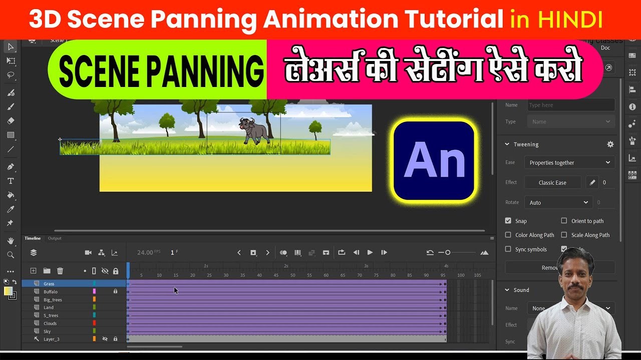 3D Scene panning in Adobe Animate / Camera in Animate CC / Scene animation