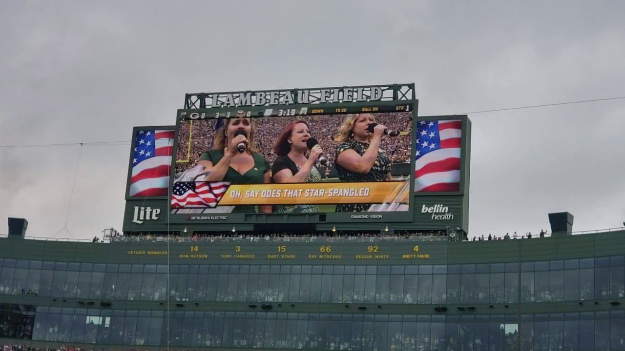 Whiskey Belles singing the national anthem at Lambeau Field - Sep 15, 2019