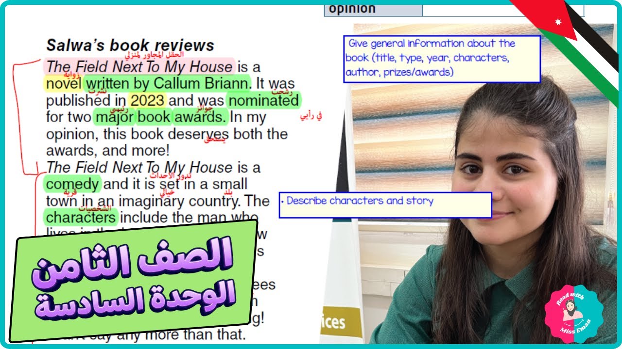 ثامن انجليزي | Writing – A Book Review | صفحات 12 و13 | الوحدة السادسة