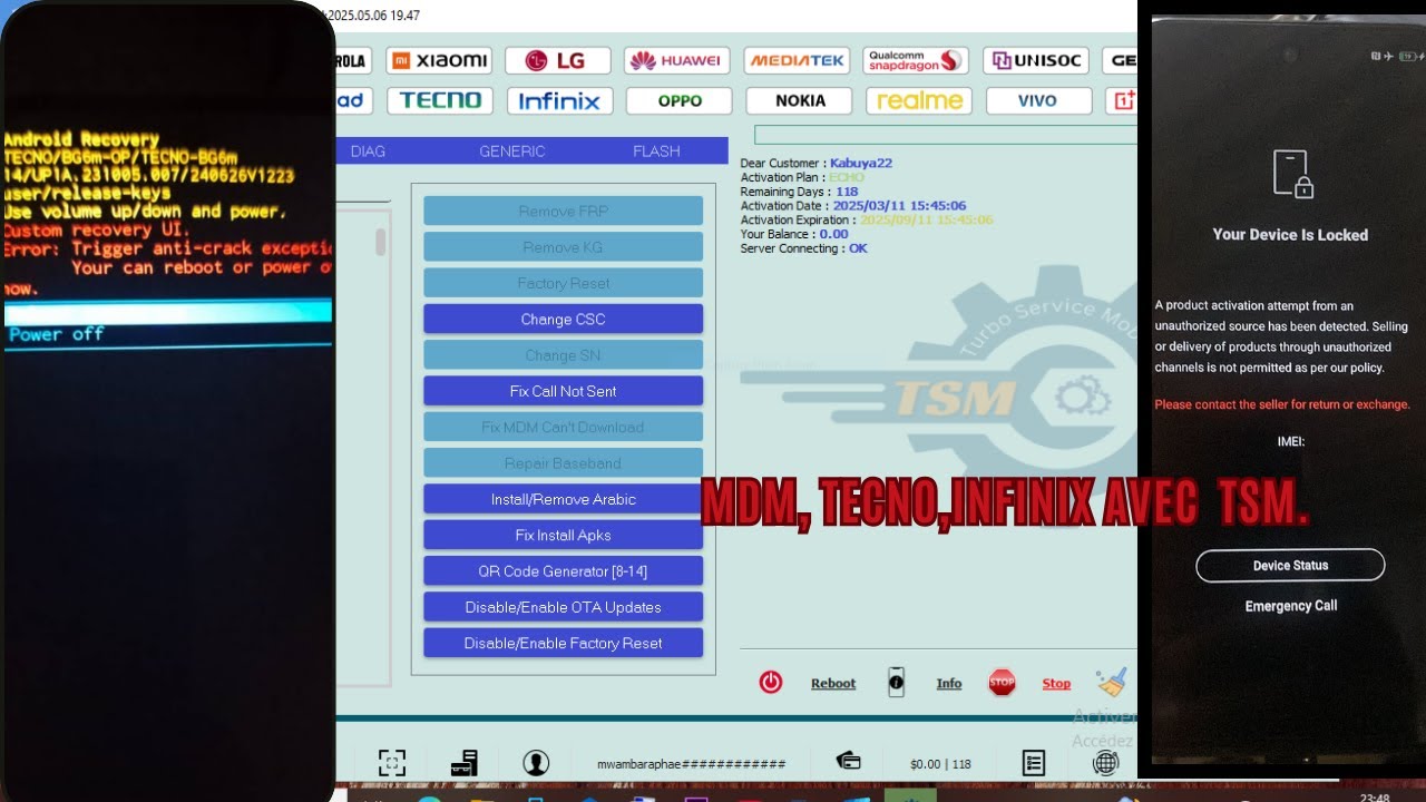 Bypass mdm tecno,infinix et itel, avec tsm tool, toutes vérité en tant réel ici dans cette vidéo