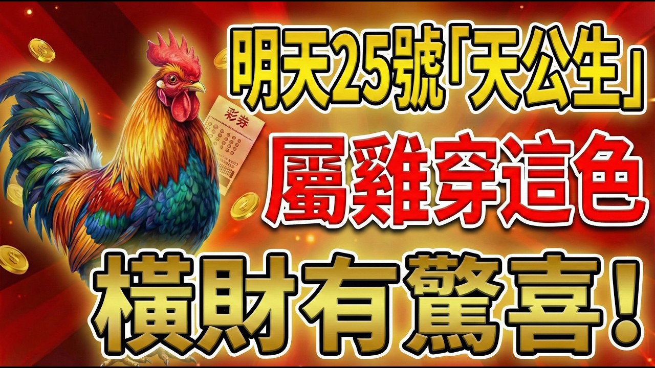 【屬雞必看】明天25號初九「天公生」」（玉皇大帝聖誕），必穿「這顏色」，讓你偏財大旺，橫財躲不掉！#屬雞2026運勢 #天公生 #偏財 #橫財 #2026生肖雞運勢 #招財顏色 #大年初九 #幸運顏色