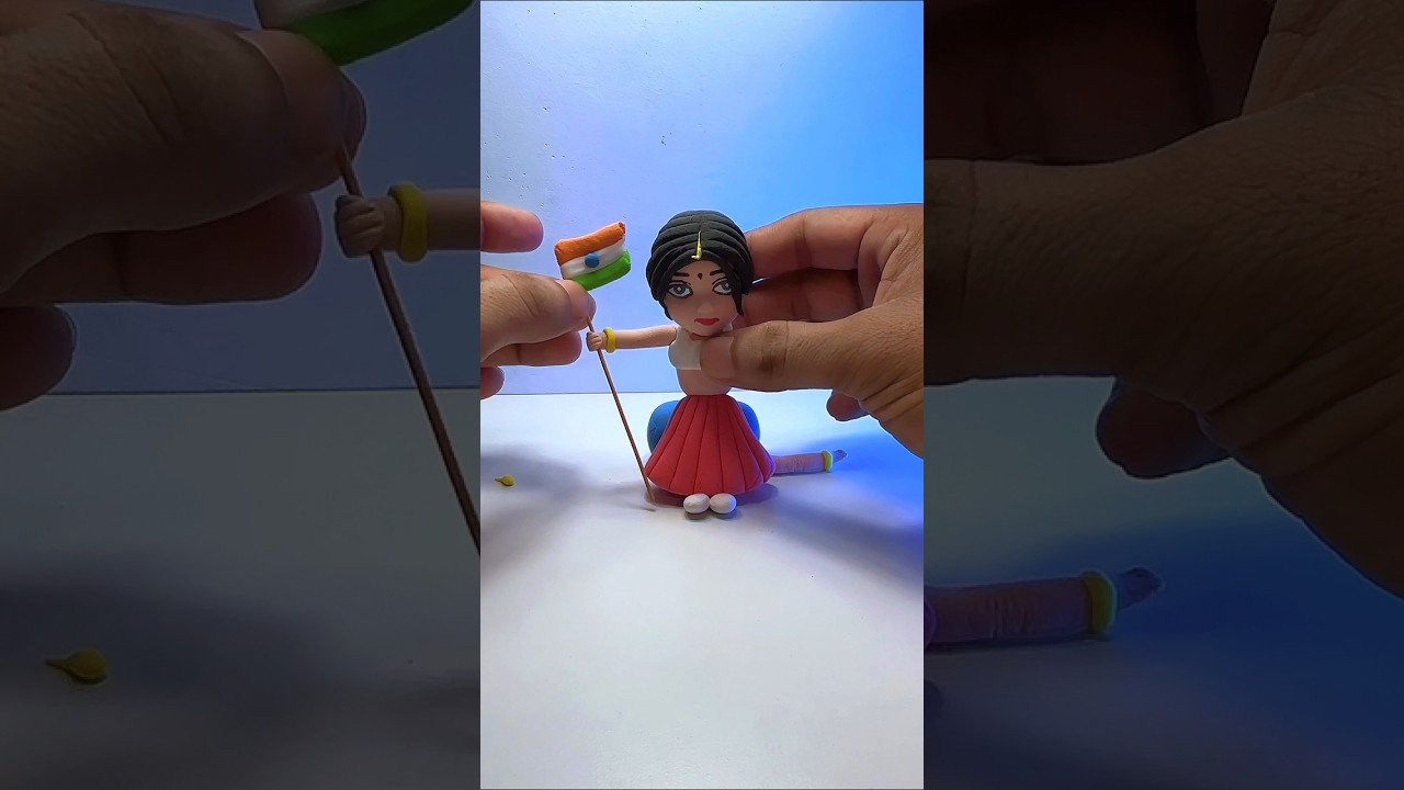 🇮🇳 Happy Republic Day 🇮🇳 Tri colour Flag with Girl making Diy Clay 🥰 15 August special #shorts​