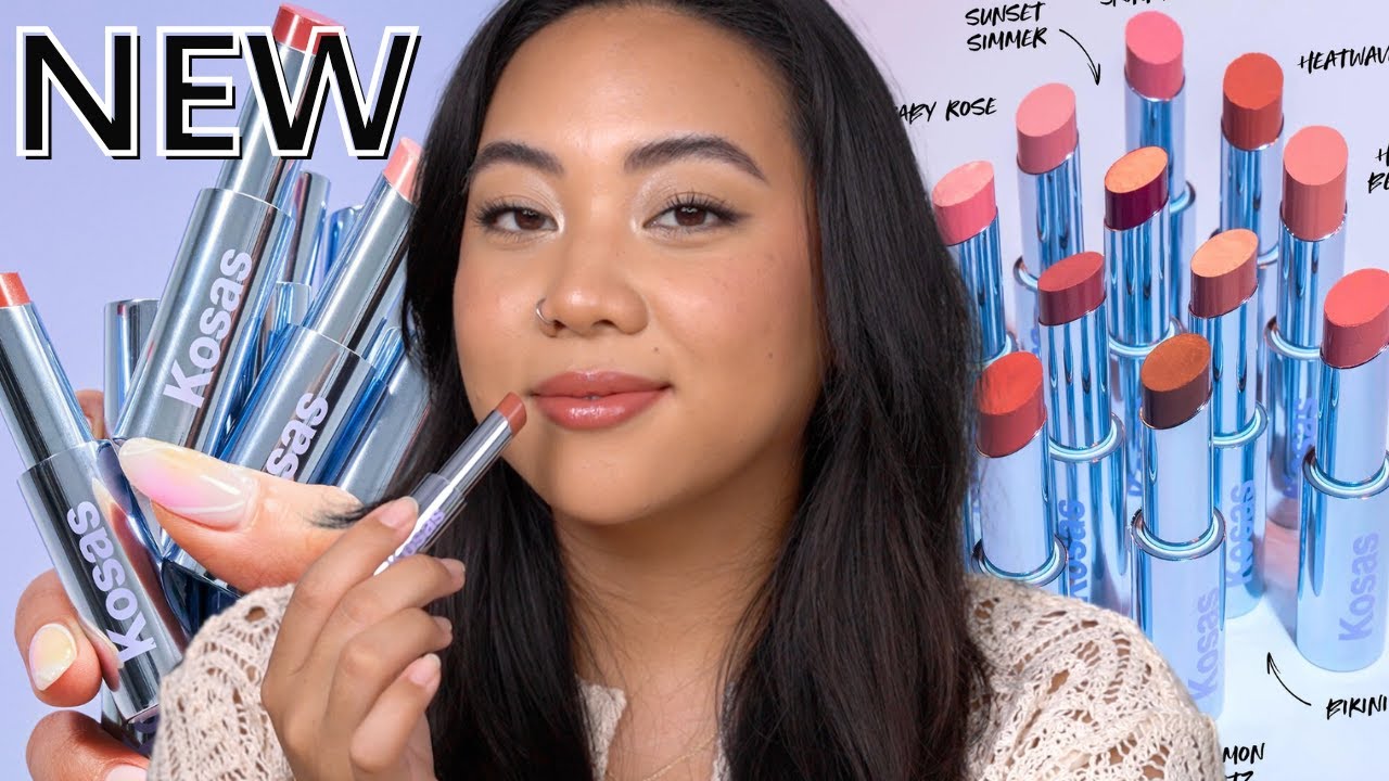 NEW KOSAS WET STICK MOISTURIZING LIP SHINES | LIP SWATCHES