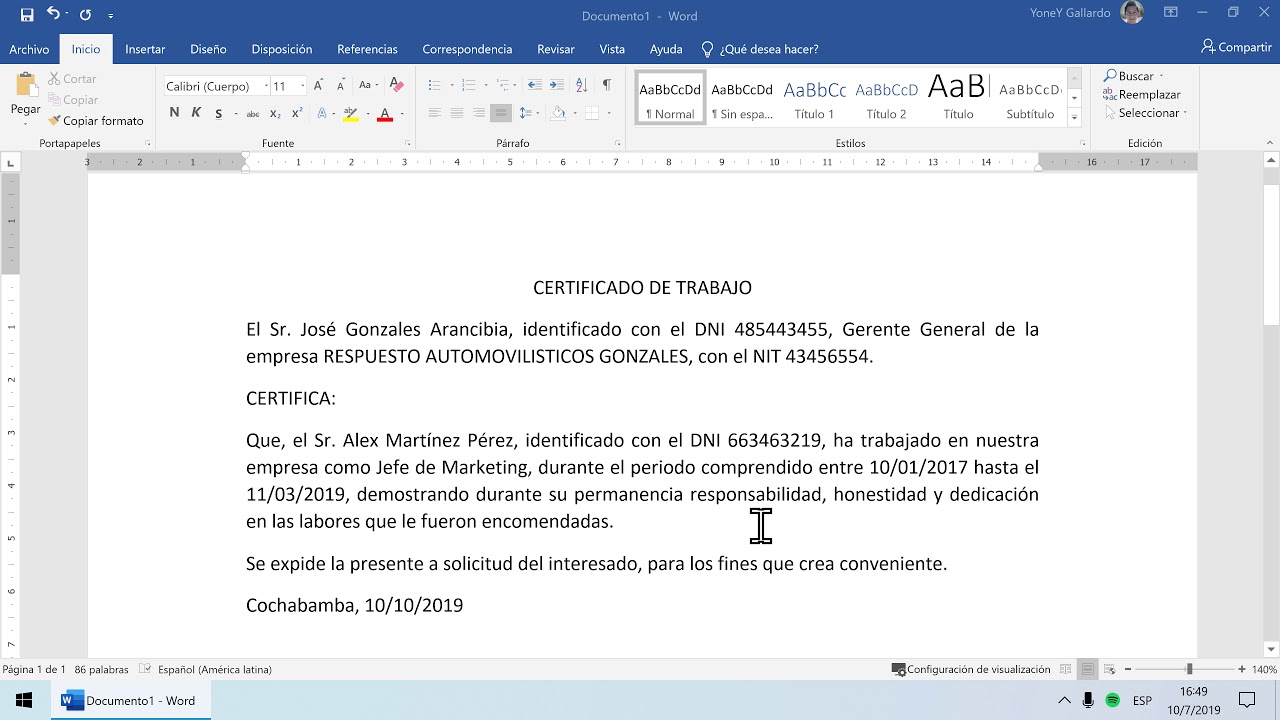 Cómo hacer un Certificado de Trabajo