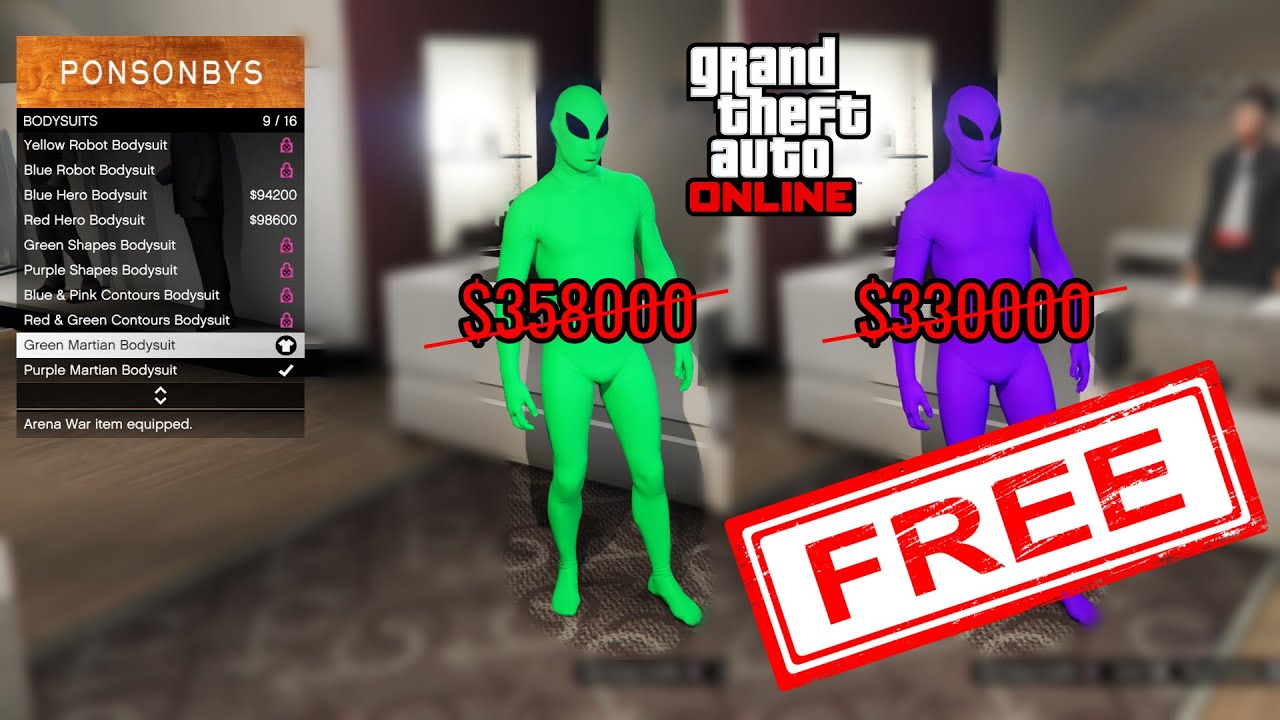 GTA Online - Green & Purple Martian Bodysuits Now Are FREE