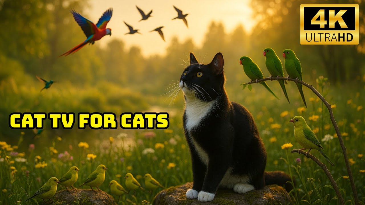 Cat TV for Cats to Watch 🌿 Birds Singing and Squirrels Waking Up in the Fresh Morning Forest 4K