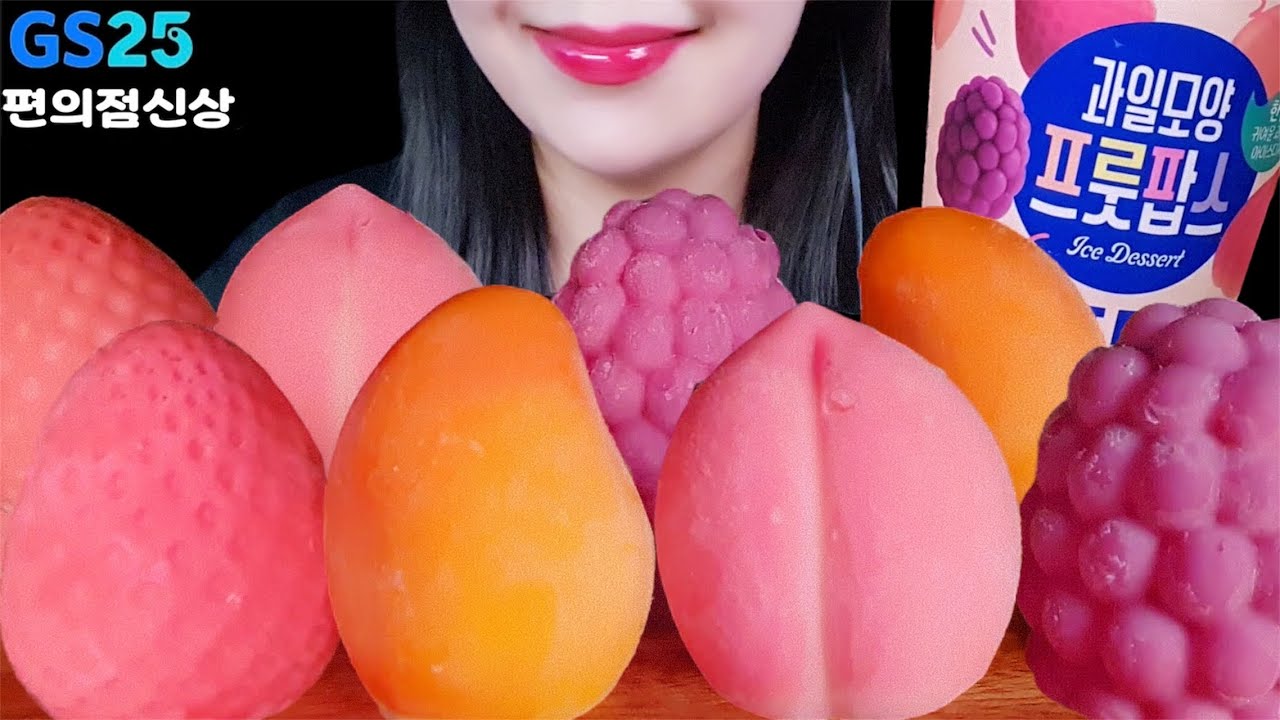 Фруктовое мороженое, попкорн, мукбанг, ASMR 🥭🍑🍇🍓 Обзор шоу о поедании ледяных десертов и звуки еды