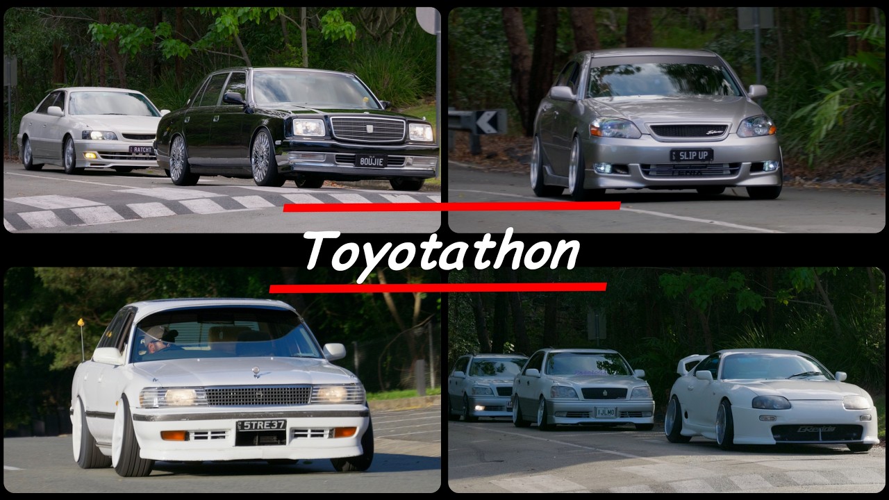 Modified Japanese Cars Acceleration at car meet A80 Supra, Chaser Tourer V, Mark II, Crown Athlete V